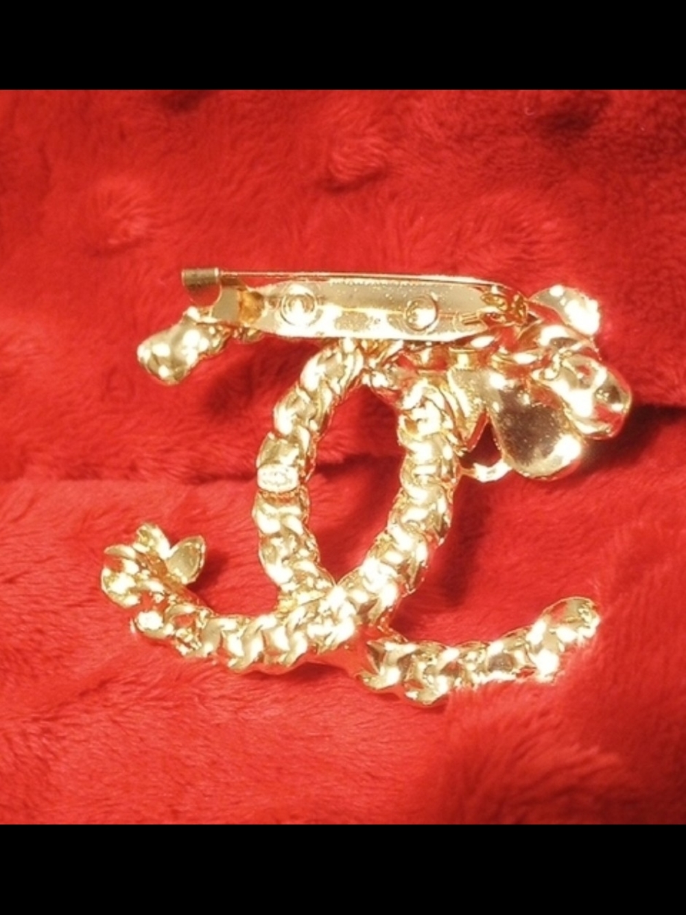 Elegant Black & Gold Floral Brooch w/ Faux Pearl Center $20 NWOT - Picture 3 of 4